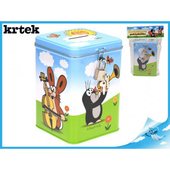Krtek krteček pokladnička kovová 15cm v sáčku
