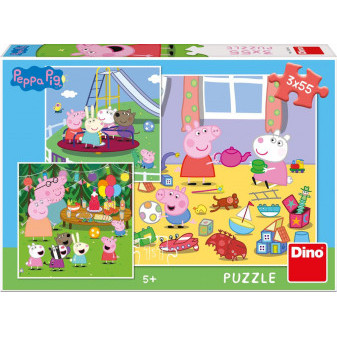 Dino Puzzle PEPPA PIG NA PRÁZDNINÁCH 3x55 dílků