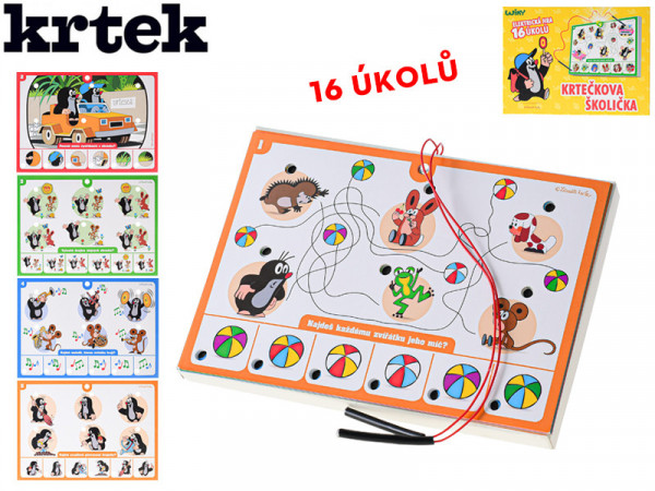 Krtečkova školička hra výuková elektrická na baterie se světlem 16 úkolů