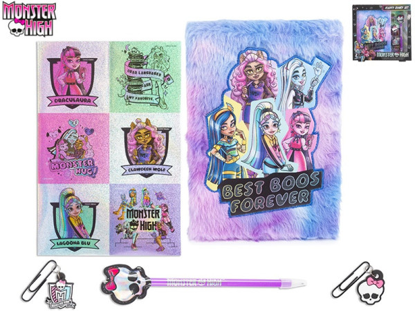 Monster High - deníček plyšový s nálepkami v krabičce