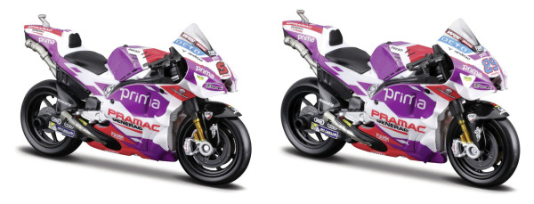 Maisto 36390 Motocykl, Ducati Pramac racing 2022 (5 JOHANN ZARCO,89 JORGE MARTIN), assort, 1:18