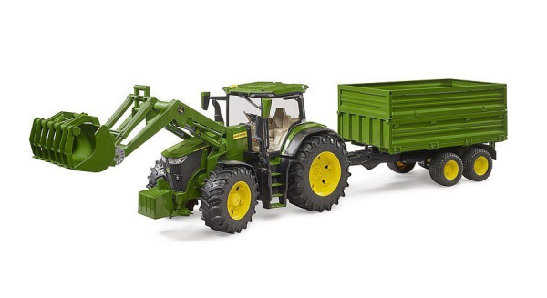 Bruder 3155 Traktor John Deere 7R350 + vlek a čelní nakladač