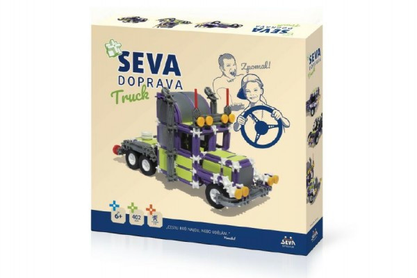 Stavebnice Seva Doprava Truck plast 402 dílků v krabici 35x33x5cm