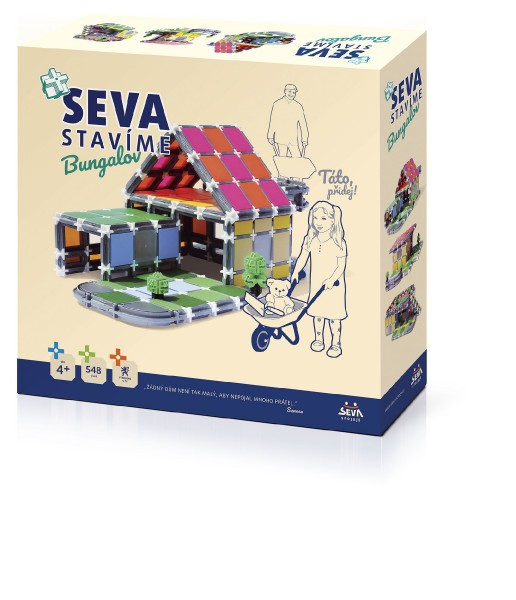 Stavebnice Seva Stavíme Bungalov plast 548 dílků v krabici 35x33x7cm