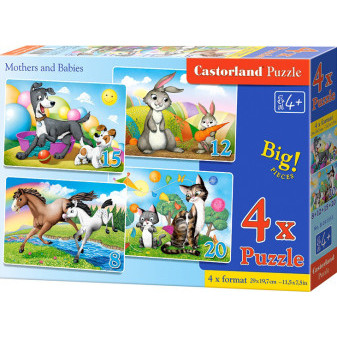 Castorland 41053 Puzzle sada 4v1- Maminky a mláďata