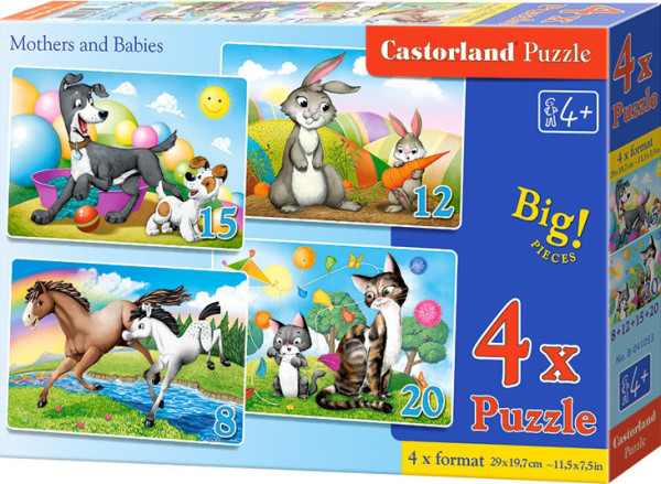Castorland 41053 Puzzle sada 4v1- Maminky a mláďata
