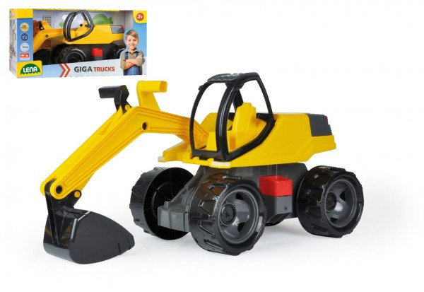 Lena Bagr žlutočerný Giga Trucks plast 60cm v krabici 70x35x29cm
