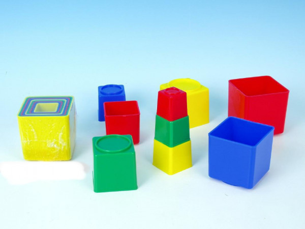 Směr kubus pyramida skládanka hranatá plast asst 4 barvy 9 ks