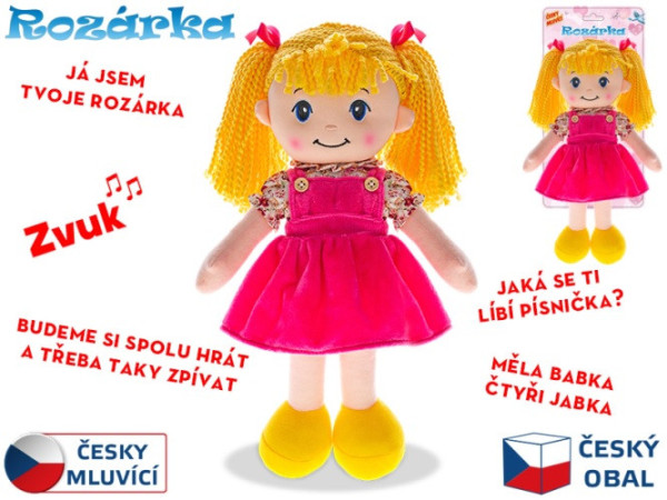 Panenka Rozárka hadrová blondýnka měkké tělo 35cm na baterie česky mluvící