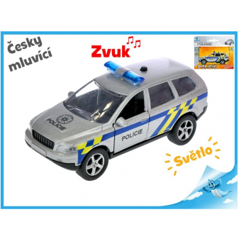 Auto policie 11cm kov zpětný chod český mlucící se světlem