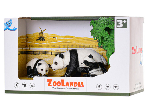 Zoolandia panda s mláďaty a doplňky v krabičce