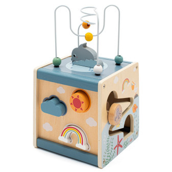 Baby mix Dřevěná multifunknčí kostka Ocean Montessori