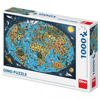 Dino Puzzle KRESLENÁ MAPA SVĚTA 1000 dílků