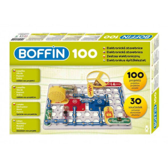 Stavebnice Boffin 100 elektronická 100 modelů projektů - 30 dílků dílů na baterie