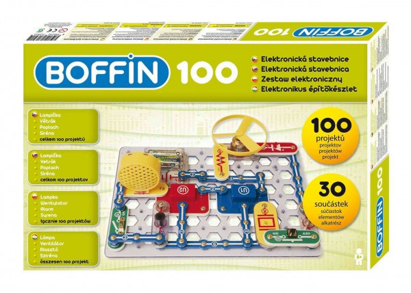 Stavebnice Boffin 100 elektronická 100 modelů projektů - 30 dílků dílů na baterie