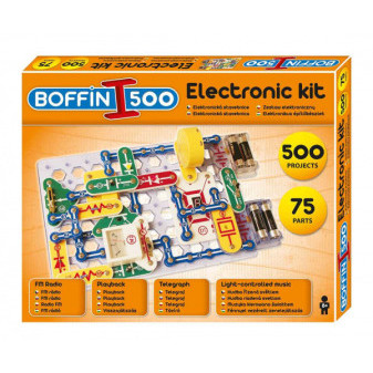 Stavebnice Boffin 500 elektronická 500 projektů 75 ks dílů dílků na baterie