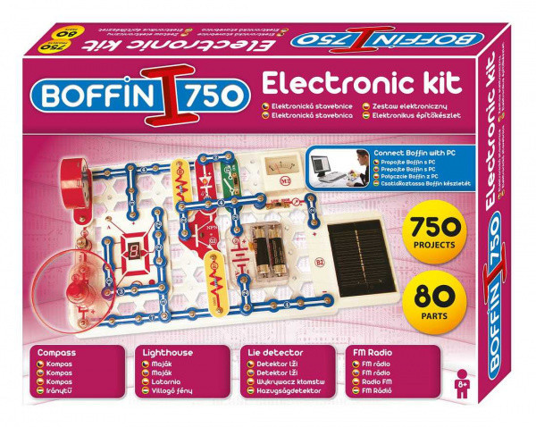 Stavebnice Boffin 750 elektronická 750 projektů na baterie 80 ks v krabici