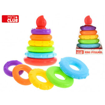 Pyramida 20cm s barevnými kroužky 5ks 18m+ na kartě