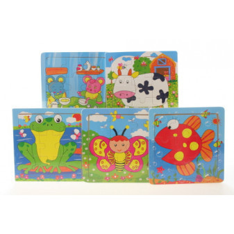 Dřevěné puzzle zvířátka 15 x 15 cm