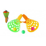 Catch ball hra plast 25 cm 2ks + míček v síťce