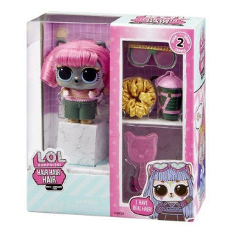 MGA L.O.L. Hair Hair Hair zvířátko - šedá kočka