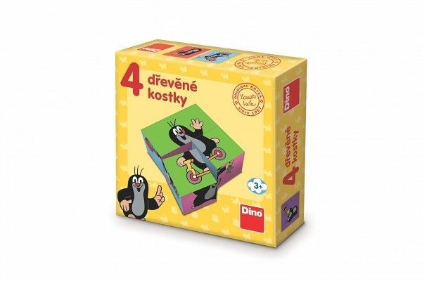 Dino Dřevěné kostky Krteček - 4 kostky