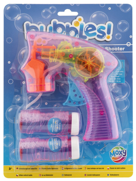 Bublifuková pistole svítící + 2 bublifuky růžová 50 ml na baterie