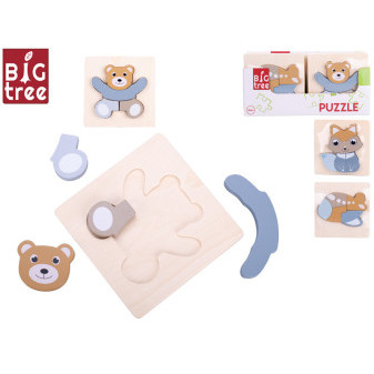 Big Tree puzzle dřevěné 15x15cm 4-5ks 3druhy 18m+ ve fólii