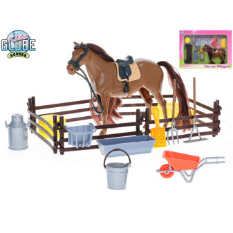 Kids Globe Horses kůň 18cm stojící s doplňky v krabičce