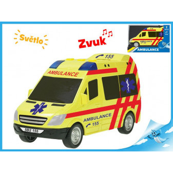 Auto ambulance sanitka 18 cm na setrvačník na baterie se světlem a zvukem