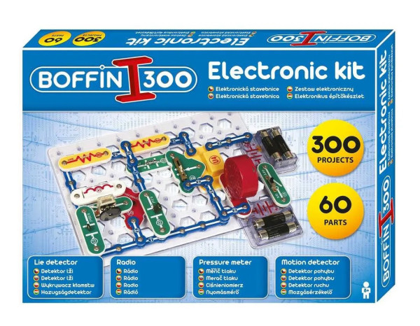 Stavebnice Boffin 300 elektronická 300 projektů modelů 60 dílků dílů na baterie