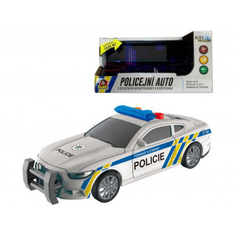 Policejní auto na setrvačník, 17 cm, světlo, zvuk (čeština), na baterie