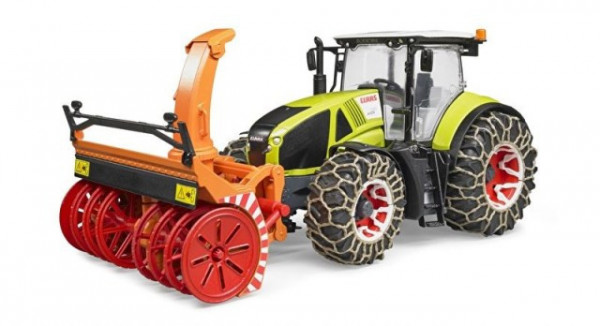 Bruder 3017 Traktor Class Axion 950 se sněhovými řetězy a sněžnou frézou