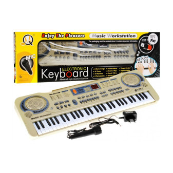 Keyboard klávesy piáno dětské 61 kláves s mikrofonem a trafem a USB a MP3