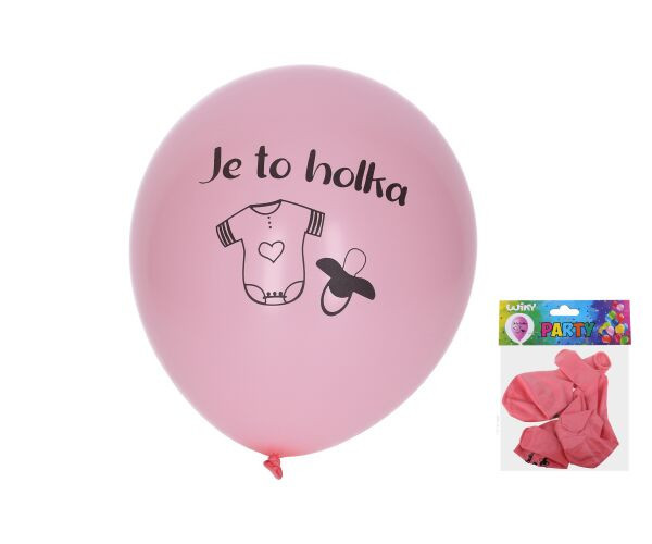 Balónek nafukovací 30 cm - sada 5ks, Holka