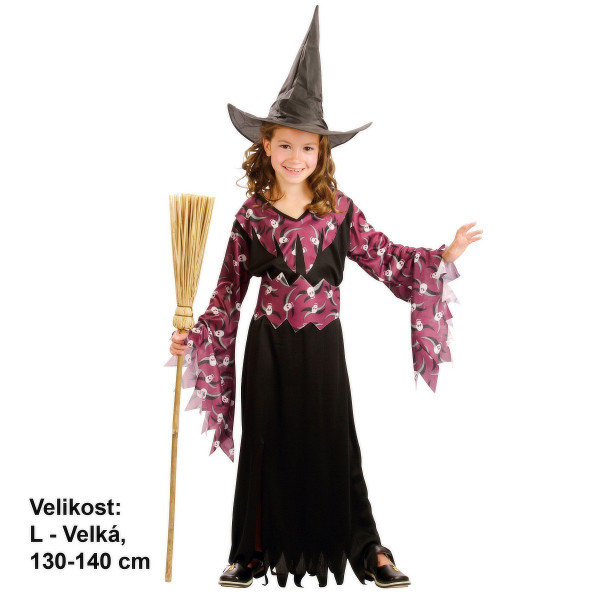 Šaty kostým na karneval čarodějka velikost 130- 140 cm