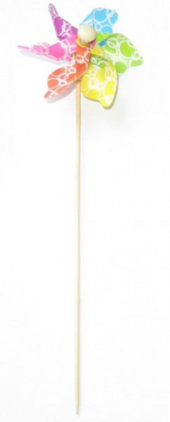 Anděl Větrník s barevnými lopatkami a puntíky 28 cm průměr 9 cm