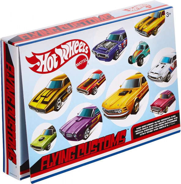 Mattel Hot Wheels Angličák 10 ks Flying custom v krabici HBL37