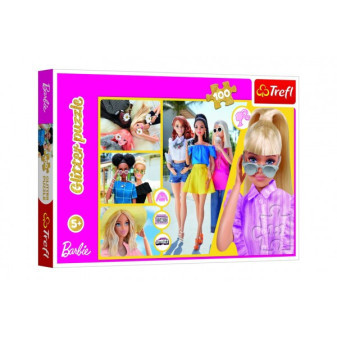 Trefl Puzzle Glitter Třpytivá Barbie 48x34cm 100 dílků v krabici 33x23x4cm