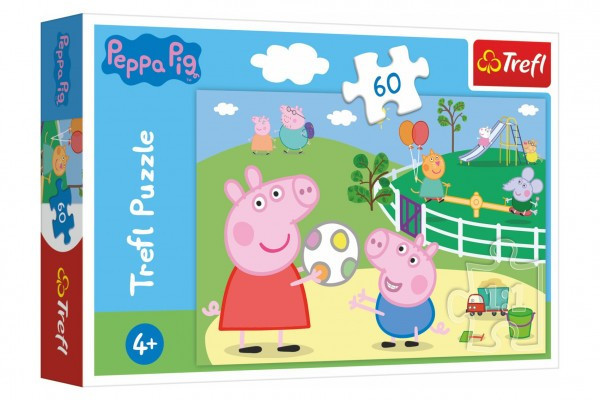 Trefl Puzzle Prasátko Peppa Peppa Pig Zábava s přáteli 60 dílků
