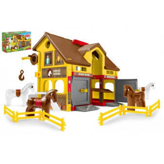 Wader Play House - Ranč s koňmi plast + kůň 4ks v krabici 59x39x15cm