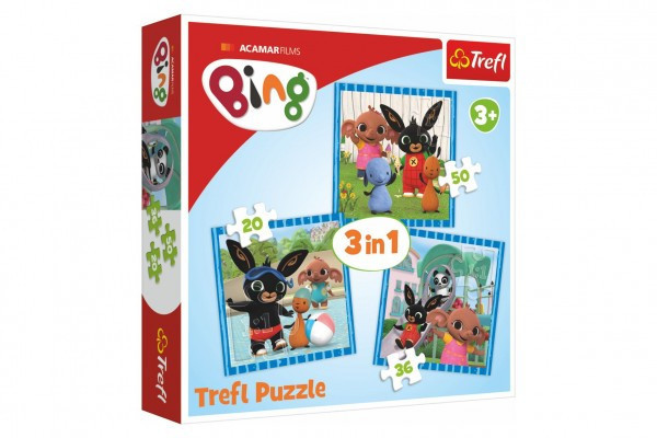 Trefl Puzzle 3v1 Bing Bunny Zábava s přáteli v krabici