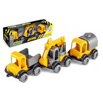 Wader 60021 Auto stavební Kid Cars 3ks plast 10cm v krabičce 30x8x9,5cm 12m+