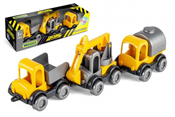 Wader 60021 Auto stavební Kid Cars 3ks plast 10cm v krabičce 30x8x9,5cm 12m+