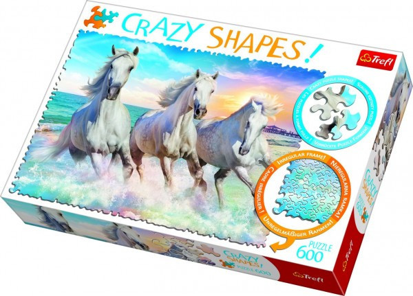 Trefl Puzzle Koně Cválající 600 dílků Crazy Shapes 68x48cm v krabici 40x27x6cm