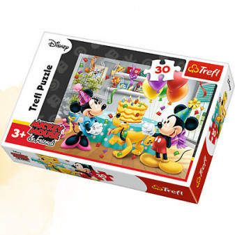 Trefl 118211 puzzle Mickey a Minnie slaví narozeniny Disney 27x20cm 30 dílků