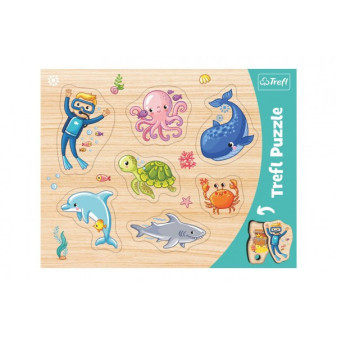 Trefl Vkládačka/Puzzle deskové obrysové zvířátka mořský svět 37x29cm ve fólii