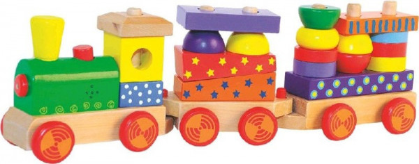 Woody skládací vlak s potiskem světlem a zvukem - dva vagony na baterie