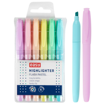Easy FLASH PASTEL Sada pastelových zvýrazňovačů, kulaté, 6 barev