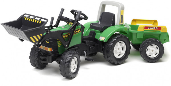 Falk traktor Falk zelený s přední lžící + Jumbo vozík odpojitelný